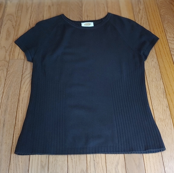 ♦️3 for $15 Talbots Navy Blue Knit Shell Top - Picture 3 of 10